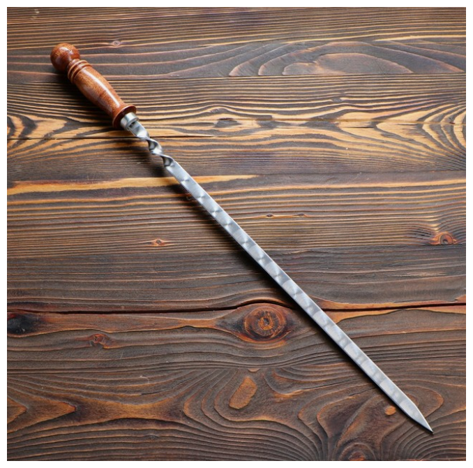 Шампур узбекский 61см, деревянная ручка, (рабочая часть 40см/1,4см) - фотография № 1