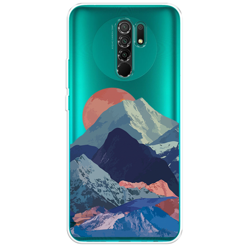 Силиконовый чехол на Xiaomi Redmi 9 / Сяоми Редми 9 Закат в снежных горах, прозрачный