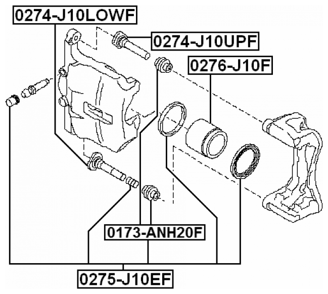 Ремкомплект суппорта тормозного переднего Febest 0275-J10EF
