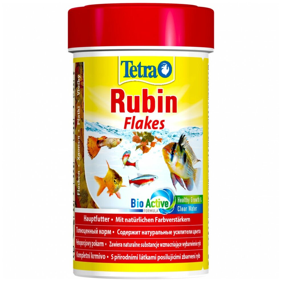 TetraRubin корм в хлопьях для улучшения окраса всех видов рыб 100 мл - фотография № 14