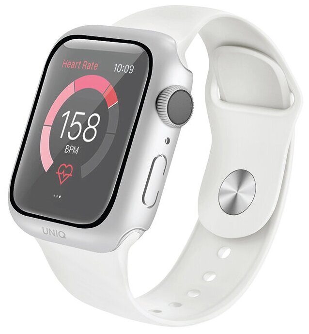 Uniq для Apple Watch 4/5/6/SE 44 mm чехол Nautic +9H glass Water-resistant IP68 White