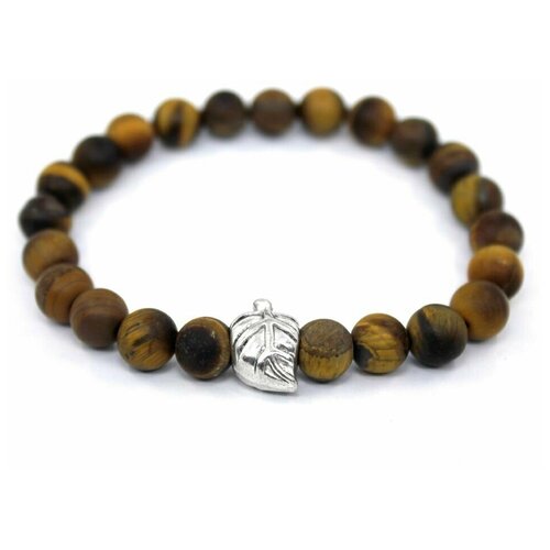 фото Handinsilver ( посеребриручку ) браслет из матового камня тигровый глаз 8мм и листом