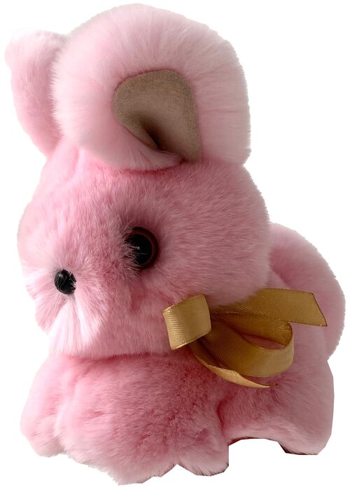 Мягкая игрушка OnlyFur Кролик Тоша белый, 15 см, розовый
