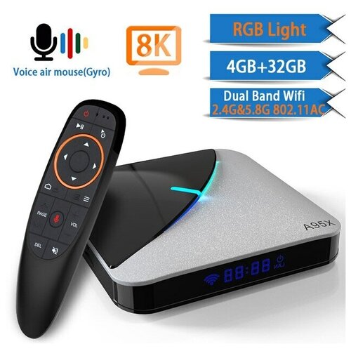 Смарт ТВ приставка ТВ бокс Transpeed A95X F3 Air 4Gb/32Gb Amlogic S905X3 медиаплеер Андроид tv box с голосовым пультом