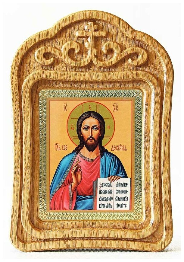 Спас Вседержитель (лик № 128), икона в резной деревянной рамке