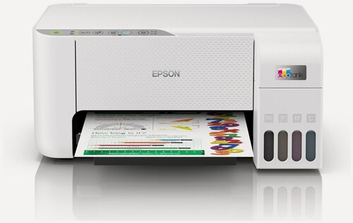 Изображение товара МФУ струйный Epson L3256, принтер/сканер/копир (A4, 5760x1440dpi, ч/б 33стр/мин, цвет 15стр/мин, WiFi, USB, белый, Eco tank 004/003 systems)