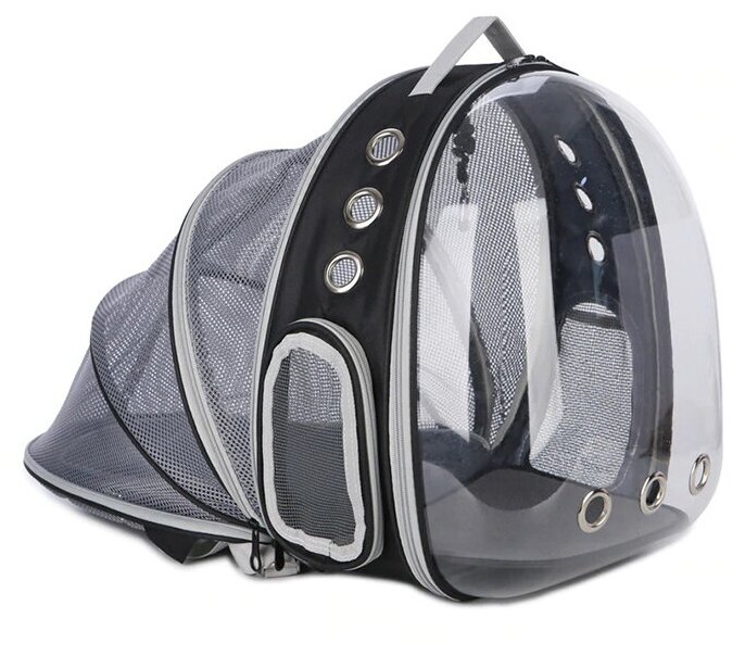 Рюкзак переноска для животных Палатка, трансформер для кошек и маленьких собак Petsy transparent (черный) - фотография № 2