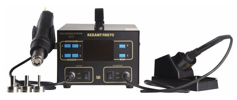 Многофункциональная цифровая паяльная станция REXANT с паяльником и термофеном, 100-480 градусов - фотография № 7