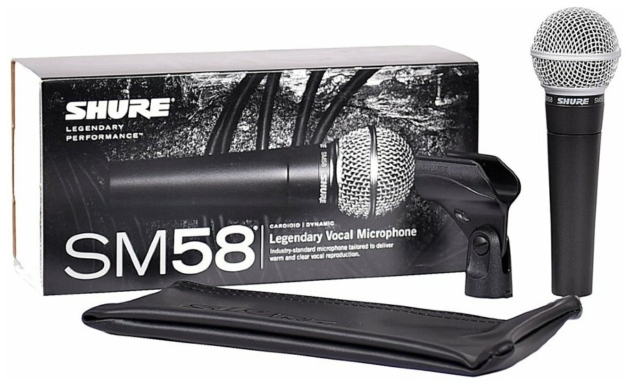 Микрофон проводной Shure SM58-LCE, разъем: XLR 3 pin (M), темно-серый