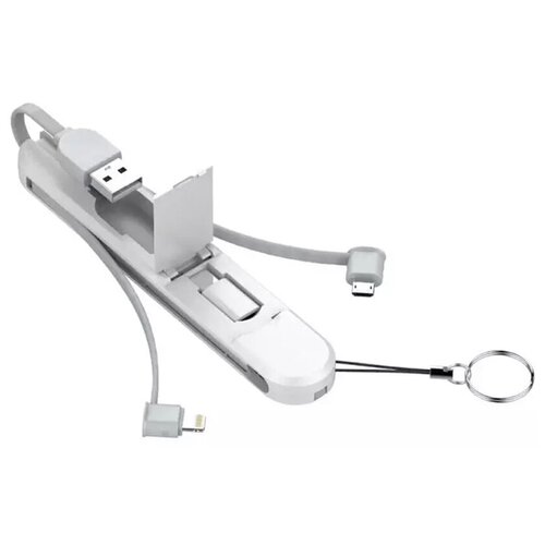 USB кабель LDNIO LS130 Charging Cable 3 in 1 Micro USB/Apple 8 pin/USB Type-C 0,45метра (белый)