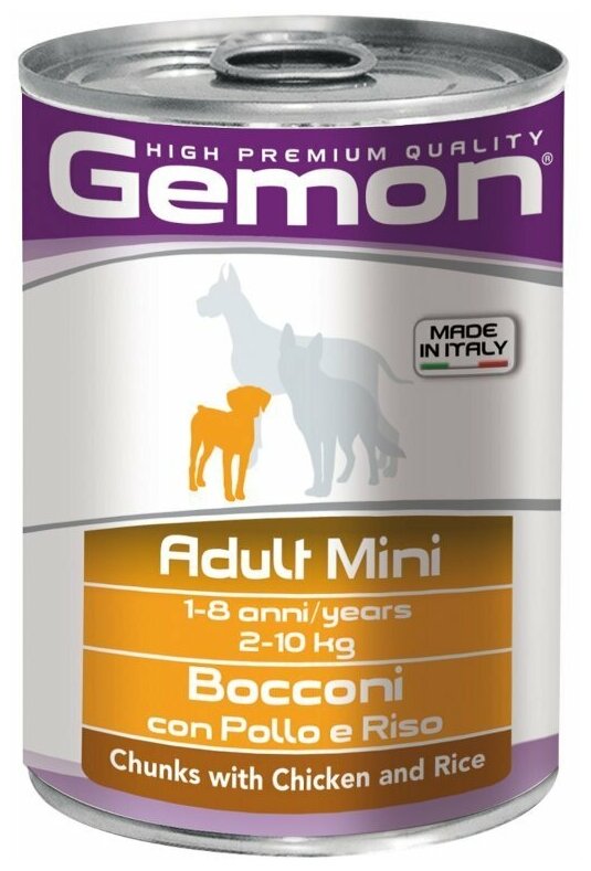 Консервы для собак мелких пород Gemon Dog Mini с курицей и рисом 415 г.
