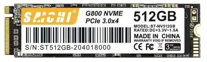 Накопитель SSD SAICHI G800 M.2 2280 ST-NV512GB 512 ГБ NVMe, 3D NAND