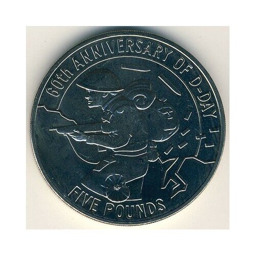 (2004) Монета Остров Гернси 2004 год 5 фунтов Высадка в Нормандии. 60 лет Никель Медь-Никель UNC 2008 монета остров джерси 2008 год 5 фунтов дуглас бейдер медь никель unc