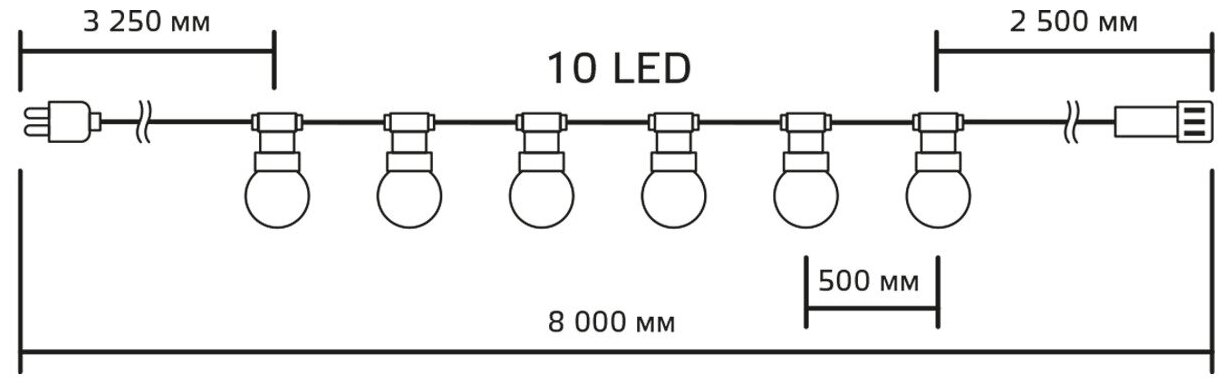 Гирлянда светодиодная "Белт Лайт" Gauss серия Holiday, 10 ламп, 7,7 м, IP44, синий - фото №13