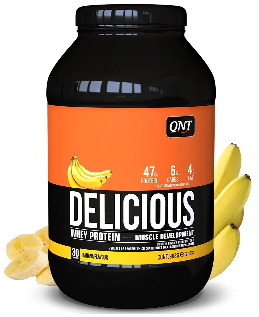 QNT Delicious Whey Protein Powder 908g Banana/ "Делишес Вей Протеин" 908гр Банан