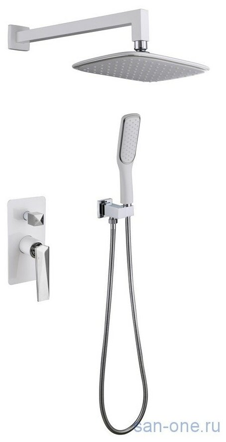 Смеситель встроенный Venturo + верхний душ + ручной душ белый-хром Boheme 374-W-