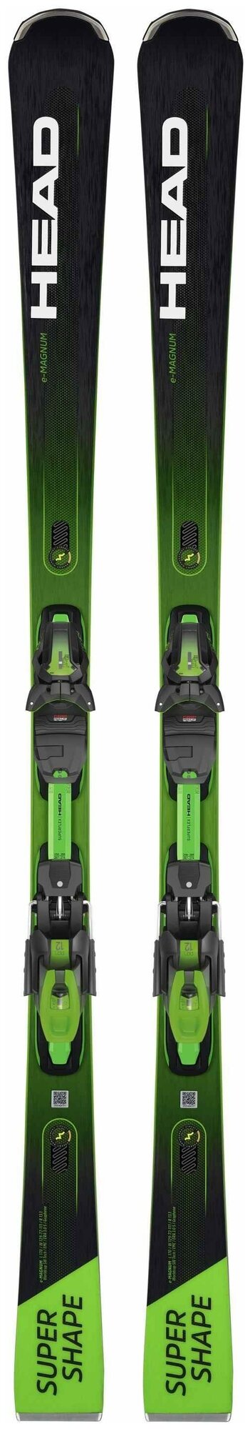 Горные лыжи с креплениями HEAD 2022-23 Supershape e-Magnum SF-PR+PRD 12 GW BR 85 black/neon green (см:156)