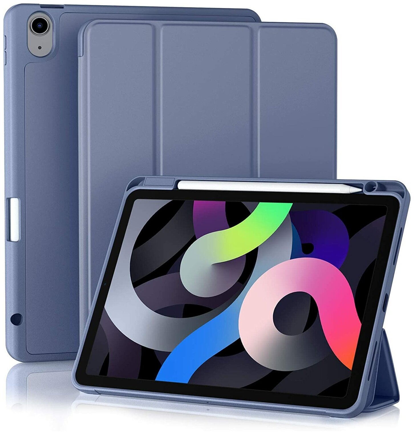 Чехол для планшета Apple iPad Air 4 (2020) / iPad Air 5 (2022) с местом для стилуса, серо-синий