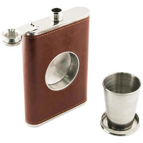 Фляга со стопкой коричневый, 99202