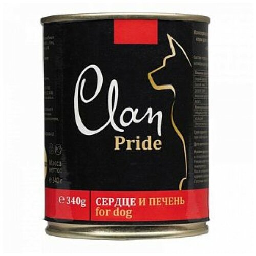 Clan Pride влажный корм для взрослых собак всех пород, говяжье сердце и печень 340 гр (7 шт)