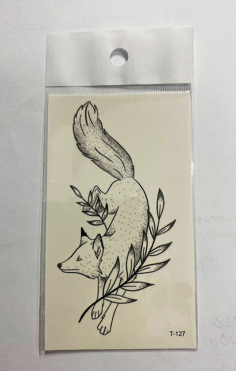 Татуировка на тело - Лиса, 6 х 10.5 см, 1 шт