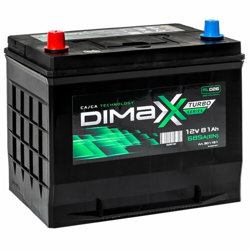 Автомобильный аккумулятор DIMAXX TURBO ASIA 81L+ (арт. 301181)