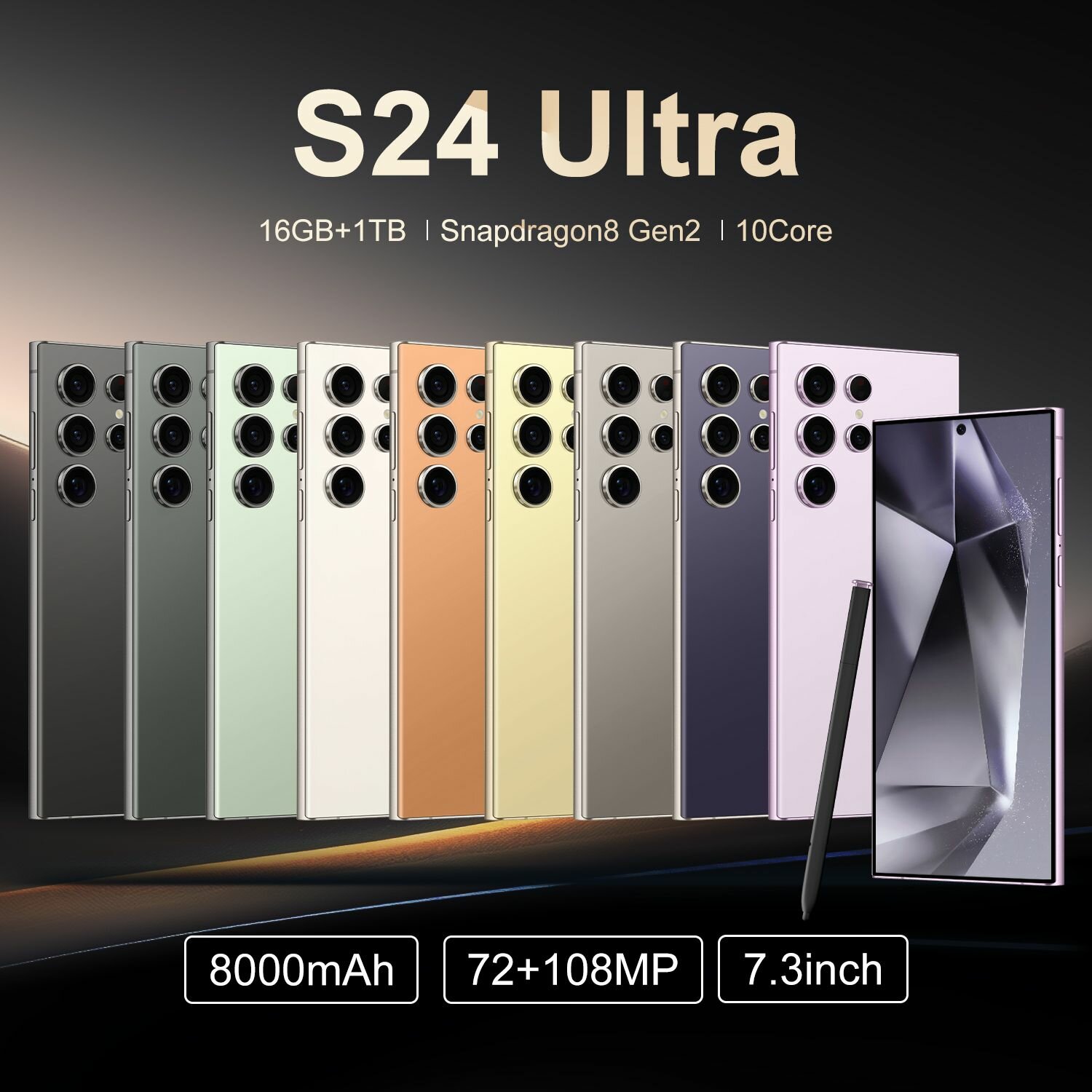 Смартфон "S24 Ultra", 7.3" incell, 12GB/512GB, 8 ядер, Android 13 — фото 1
