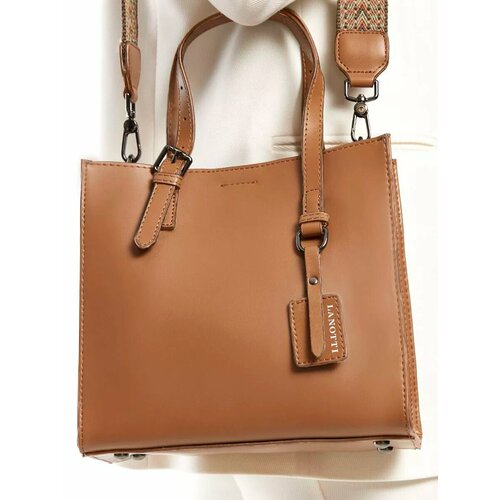 Сумка кросс-боди LANOTTI, фактура гладкая, кэмел