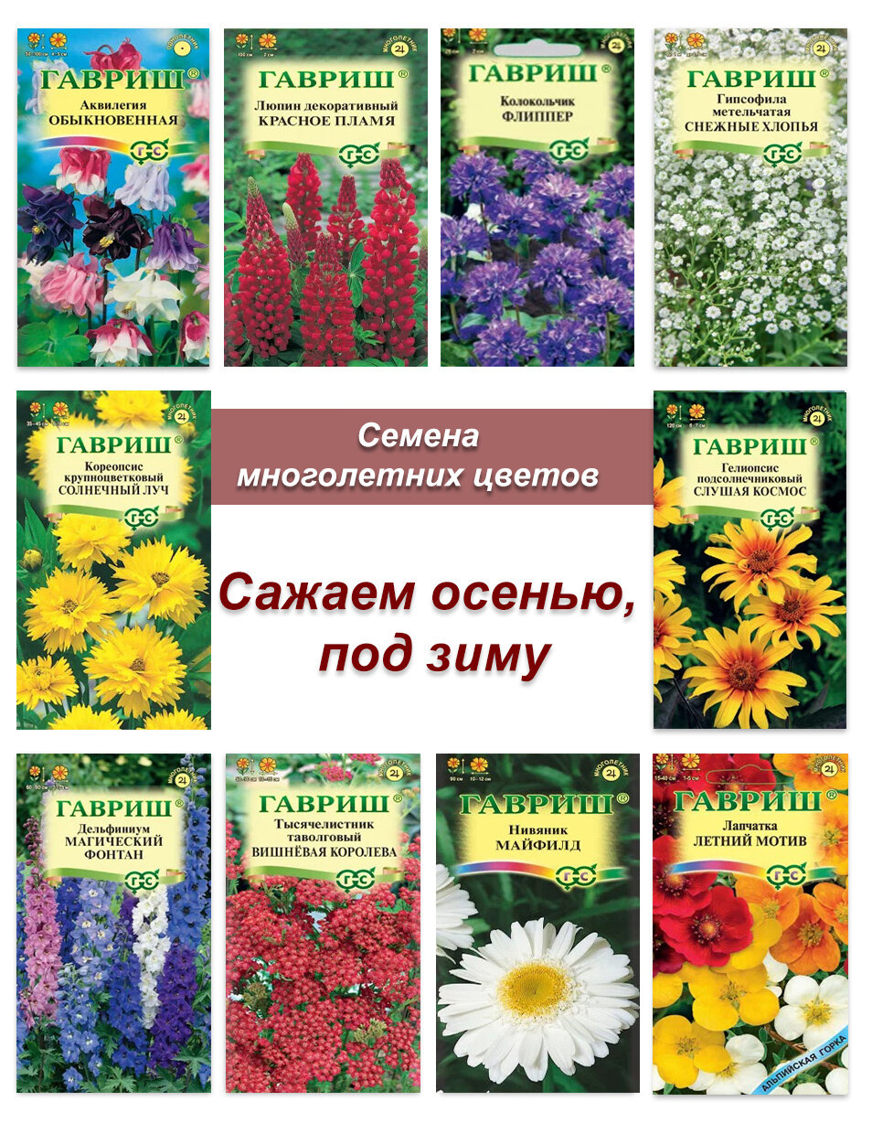 Семена многолетников, набор семян многолетних цветов