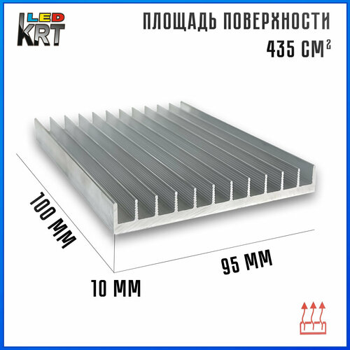 Радиаторный алюминиевый профиль 95х13х100 мм Радиатор охлаждения теплоотвод охлаждение светодиодов 369₽