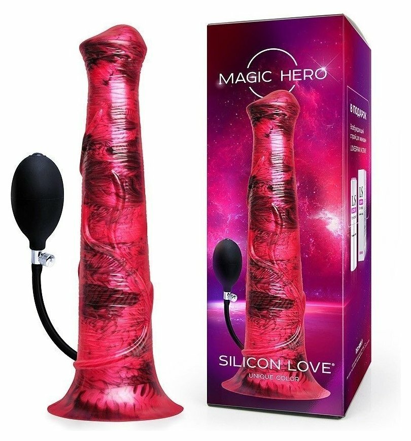 Малиновый фантазийный фаллоимитатор с имитацией эякуляции 29 см Bior toys