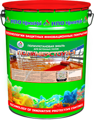 Эмаль Полиуретановая для Бетонного Пола Краско Полимерстоун-1 25кг Серая, Полуглянцевая, Однокомпонентная / НПО Краско.
