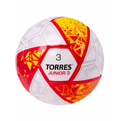 Мяч футб. TORRES Junior-3, F323803, р.3, глянц. ПУ, 4 сл, 32 п, руч. сш, бел-крас-жел