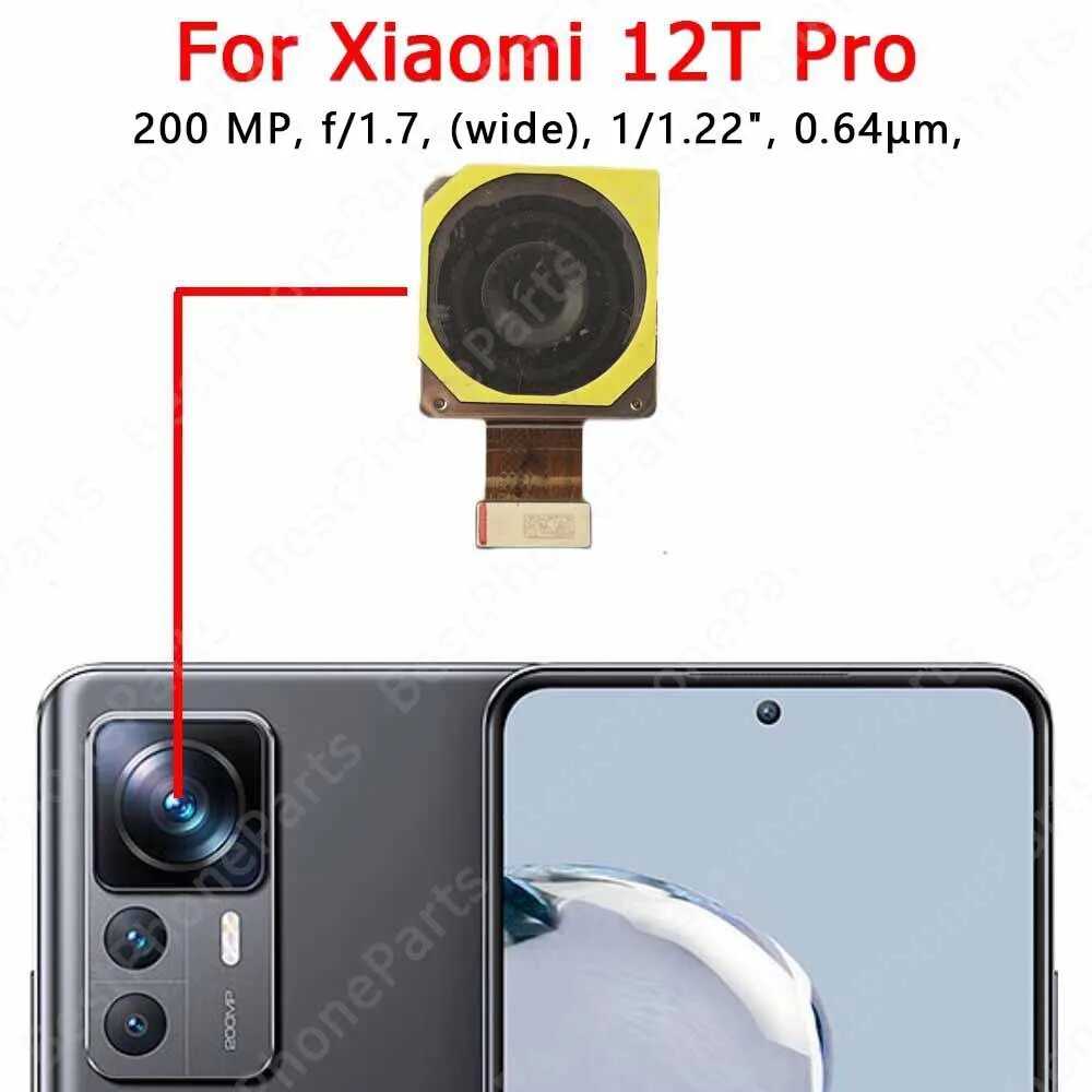 Изображение Задняя камера для Xiaomi Mi 12T Pro Xiaomi12T Xiaomi12TPro, модуль камеры, вид сзади, запасные части, Mi 12T Back AII