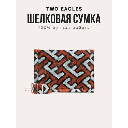 фото Сумка кросс-боди two eagles, фактура бархатистая, голубой, черный, коричневый