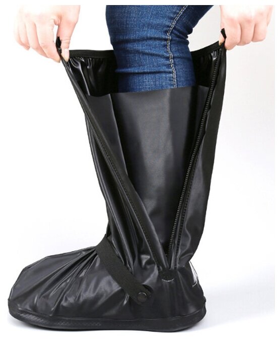 Чехлы дождевики (бахилы многоразовые) для защиты обуви мотоциклетные защитные чехлы (дождевые мотобахилы) для обуви размер M цвет черный