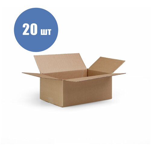 Гофрокороб 30х20х13 см (Т23 В), Бурый - 20 шт. Четырехклапанная картонная коробка 300х200х130 мм. Коробка для переезда и хранения.