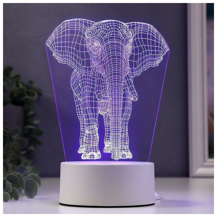 Светильник "Слон" LED RGB от сети 9,5х12,5х19см (комплект из 2 шт) - фотография № 1
