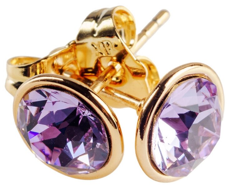 Серьги гвоздики женские с кристаллами Advanced Crystal фиолетовые бижутерия Xuping