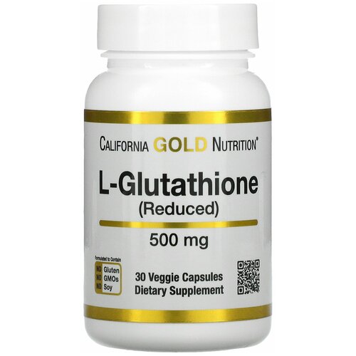 California Gold Nutrition - L-Glutathione 500 мг (30 капсул) - L-глутатион аминокислота капсулы по 500 мг s ацетил l глутатион california gold nutrition 100 мг 30 капсул