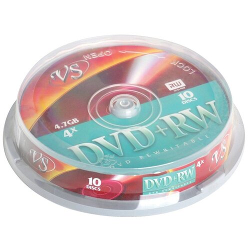 Диски DVD + RW VS 4,7 Gb 4x, комплект 10 шт.,Cake Box