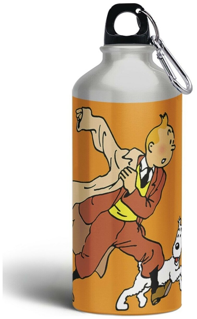 Бутылка спортивная,туристическая фляга, 500мл с карабином Adventures of Tintin comics - 2