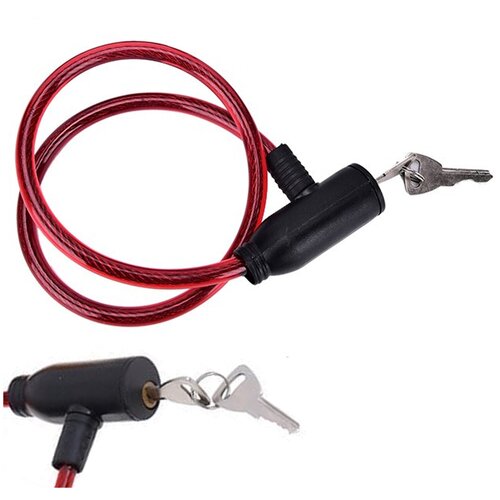 фото Замок велосипедный (для коляски и самоката) (трос 800*10mm) (с ключом) (микс) нет бренда