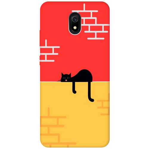 Силиконовый чехол на Xiaomi Redmi 8A, Сяоми Редми 8А Silky Touch Premium с принтом Lazy Cat красный матовый soft touch силиконовый чехол на xiaomi redmi 8a сяоми редми 8а с 3d принтом tigers черный