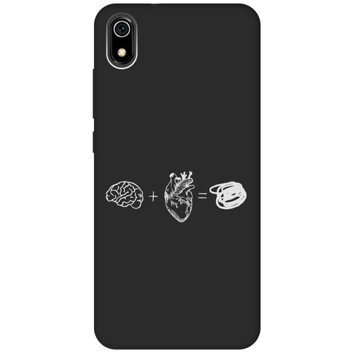 Матовый Soft Touch силиконовый чехол на Xiaomi Redmi 7A, Сяоми Редми 7А с 3D принтом Brain Plus Heart W черный матовый soft touch силиконовый чехол на xiaomi redmi 5 plus сяоми редми 5 плюс с 3d принтом brain plus heart w черный