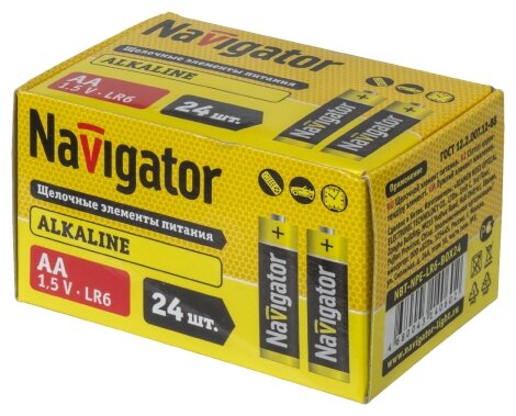 батарейка NAVIGATOR АА алкалиновая 1,5В 24шт - фото №1
