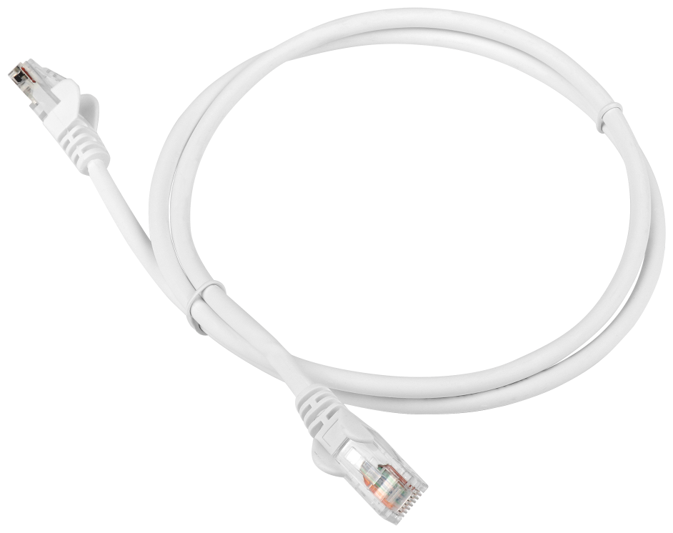 Патч-корд RJ45 - RJ45, 4 пары, UTP, категория 6, 0.5 м, белый, LSZH, LANMASTER LAN-PC45/U6-0.5-WH - фото №1