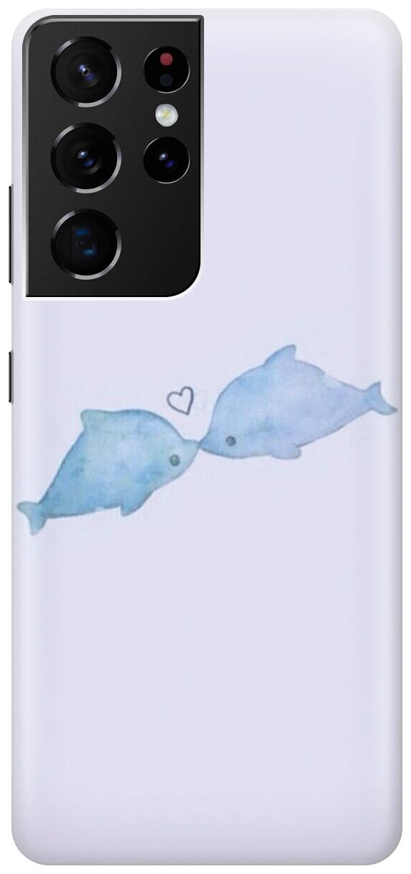 Силиконовый чехол на Samsung Galaxy S21 Ultra, Самсунг С21 Ультра с принтом "Дельфинчики"