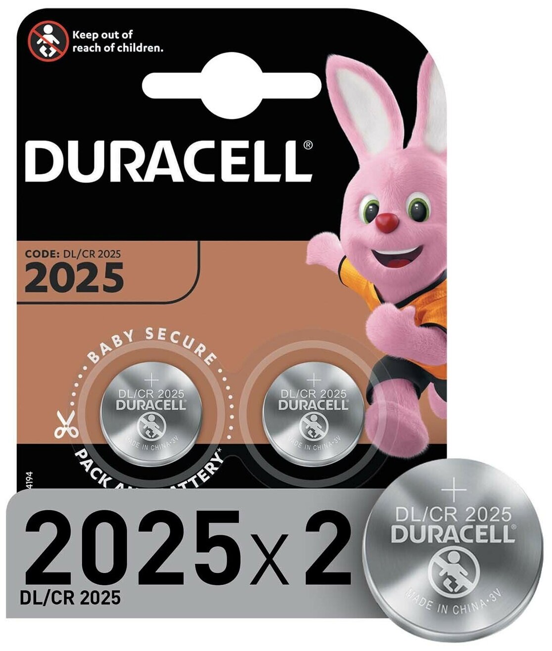 CR2025 DURACELL BL2 (20/200/29400)(Б0037272) Комплект из 2 батареек