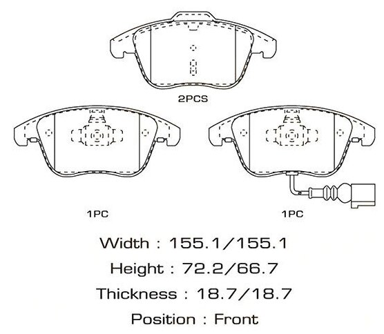 Колодки тормозные передние TIGUAN I 2011-2016 MS0132